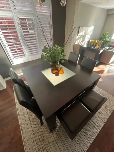 Large 58" Square Solid Wood Espresso Dining Table - Seats 8, View more