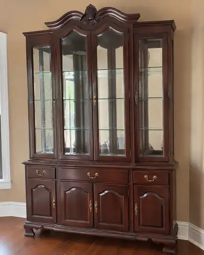 Beautiful Traditional China Cabinet + Matching Table, View more