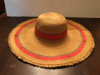 Womens Summer Sun Hat. Brown & Red. Breast Cancer Fundraiser.