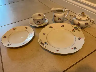 China tea set Johan Seltmann Bavaria Good condition Vintage Floral pattern on white background, all...