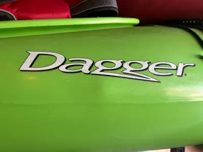 Kayak Dagger in good condition, with extra for paddles, security kit, life jackets, kayak storage ra...
