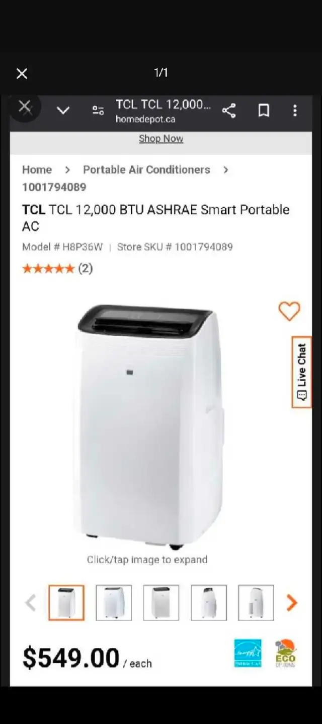 12,000 BTU TCL portable air conditioner 628632856138261216