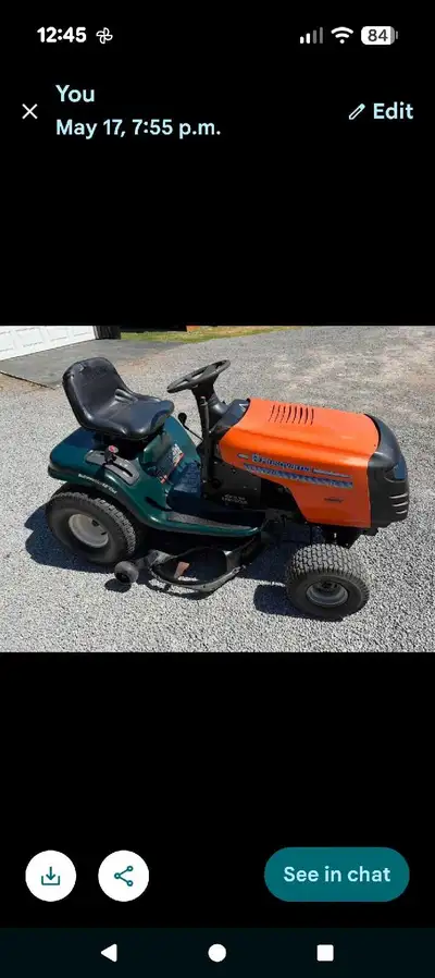 reposted riding lawn mower ( was looked at and part ordered) , View more