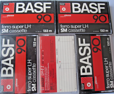 5 BASF LH SM audio CASSETTE TAPES(1x C-120, 4x FERRO SUPER C-90), View more