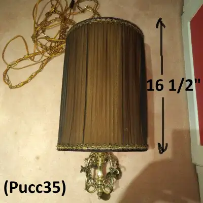 Retro Pendant Light - 1-Light, Brown Linen Shade, Smoked Crystal, View more