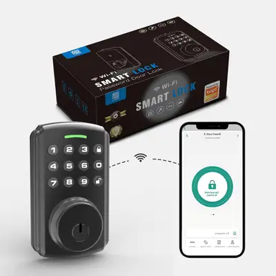 Lyrixar Smart Lock for Front Door with Keep-Alive WiFi, View more