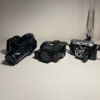 LOT - FILM CAMERAS 1950s - 1990s accessories, and lenses