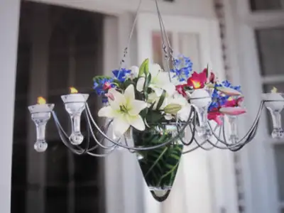 Antique Hanging Candle Chandelier with teardrop holders, View more