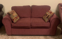 ~Burgundy Fabric Loveseat- Barely used, Excellent condition~