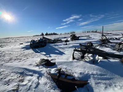 Antique vintage various farm implements Cannot be moved until thaw.