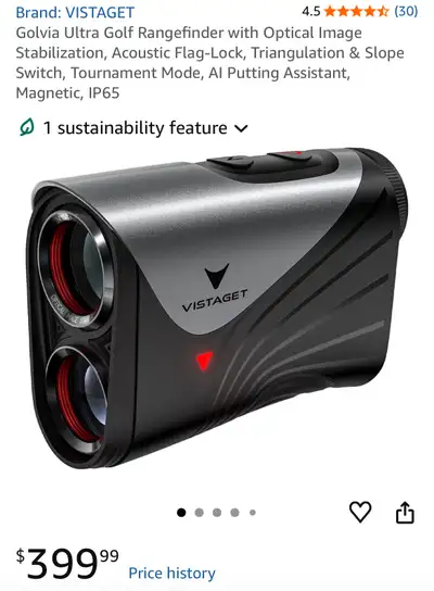 Brand new in box Revolutionary SteadyTrack for Shaky Hands]: This golf range finder compensates for...