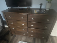 8 Drawer Brown Dresser with Hutch