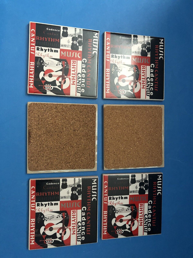 Music Rhythm  Guitars  Ceramic Tile Coasters square 4” set in Other in Markham / York Region - Image 2