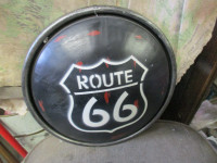 DECORATIVE CONVEX FRONT METAL ROUTE 66 HUBCAP WALL SIGN $30
