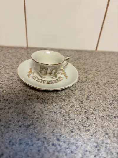 Mini 50th Anniversary Tea Cup & Saucer, View more