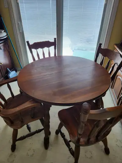 Vintage Walnut Table and 4 Chairs, View more