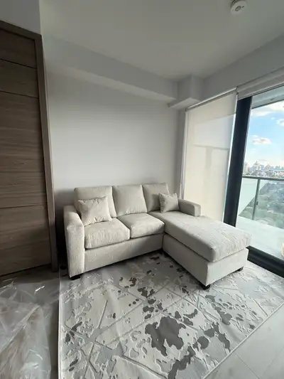 Like-New Cream Bouclé Sectional Sofa with Chaise, View more