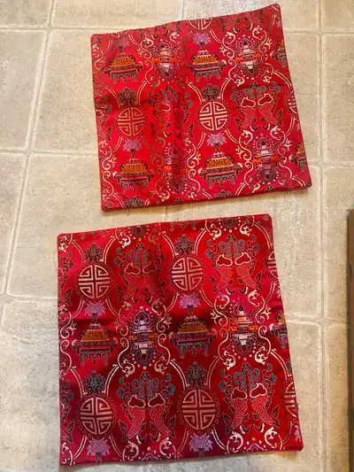 pair of Chinese traditional silk cushion case, View more