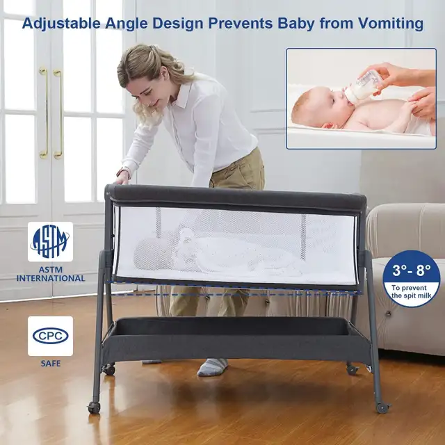 ANGELBLISS Baby Bassinet Bedside Crib w Storage Basket/ Wheels in Cribs in Markham / York Region - Image 6