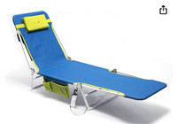SunnyFeel Beach Lounge Chair 180-degree Reclining & Lay Flat, Po