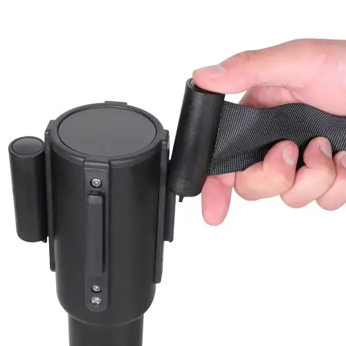 2-Pack Crowd Control 36" Black Stanchion 6.5 Foot Retrac. Belts63804731988099122