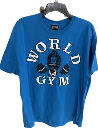 Vintage 90s World Gym T Shirt Light Blue Men’s XL