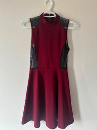 Short Burgundy Dress W/ Patchwork Mesh sides - Size S