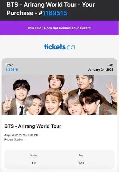 BTS TORONTO CONCERT FLOOR TICKETS, View more