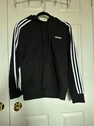 Classic Black and White Adidas Zip Up Hoodie, View more