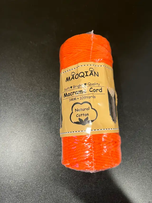 Maoqian 3mm Macrame Cord Orange 109 yards Sealed