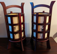 2 lampes de table ou de chevet japonaises faites à la main.