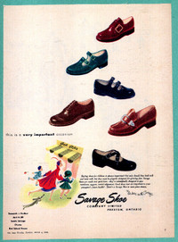 Large 1950 full-page color ad for Savage Shoes