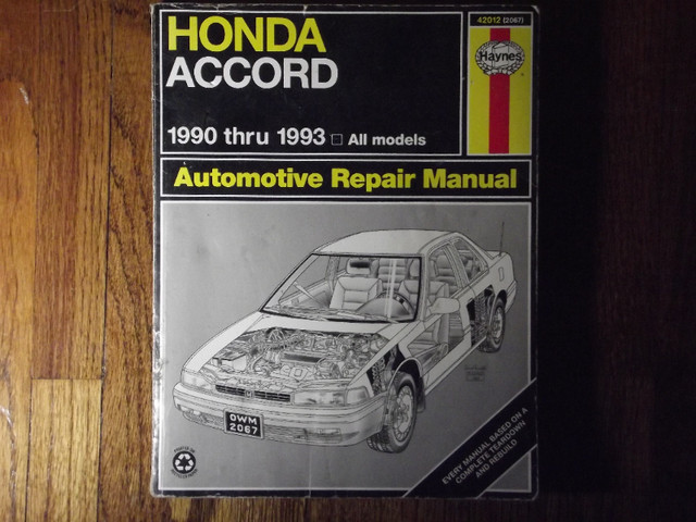 Haynes Repair Manual Honda Accord in Non-fiction in Edmonton