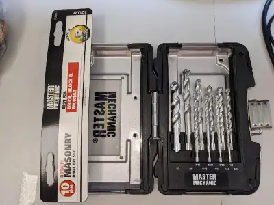NEW 10pc. MASTER MECHANIC ROTARY MASONRY DRILL BIT SET, View more