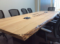 table de conférence en bois sur mesure, table en bois live edge