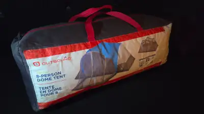 Outbound camping tent; 14'x13' Capacity: 8 persons Used condition, several imperfections, one of the...