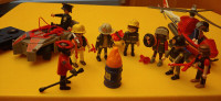 Playmobil firefighters, rescue plane and electric car