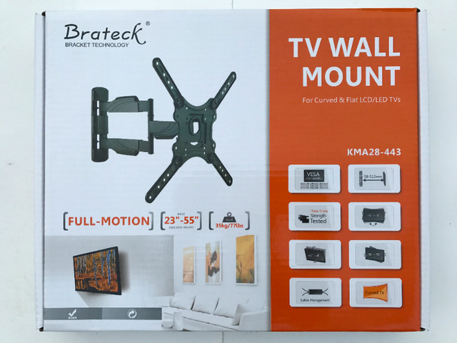 Brateck KMA28-443 Articulating Tilt Swivel 23" - 55" TV Mount dans Accessoires pour télé et vidéo  à Ouest de l’Île - Image 2