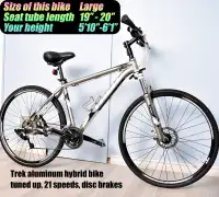 Trek hybrid bike, 18" medium aluminum frame, 700c tires, disc br