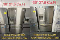 NEW 36” Fridges - Ice & Water Dispenser (Frigidaire)