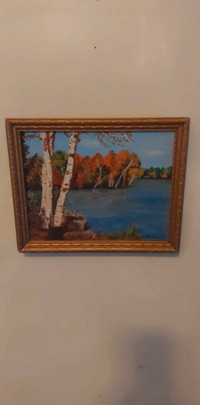 Beautiful vintage 7" BY 9" inside oil painting signed by Rita