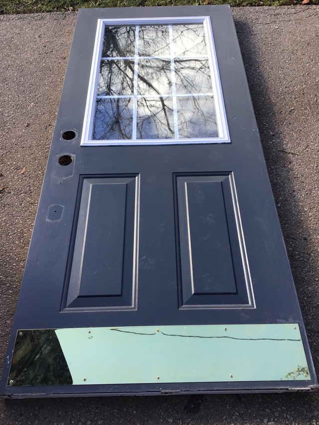 34" x 79" White Metal Entry Door w/Glass insert - Panel only dans Portes, fenêtres et moulures  à Région d’Oakville/Halton - Image 2