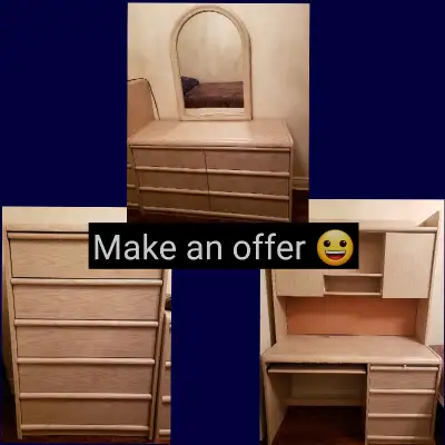 Computer office table. Vanity mirror with drawers. Dresser, View more