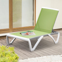 Outdoor Chaise Lounge Chair, Patio Aluminum Tanning Chair with 5