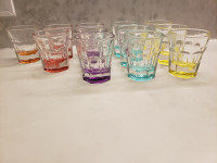 12 colourful shot glasses