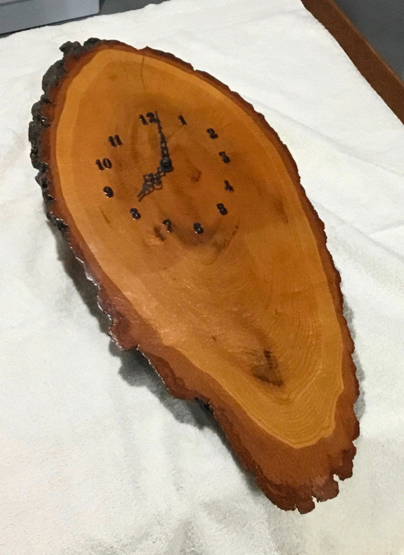 Cherry slab wall clock in Arts & Collectibles in Hamilton