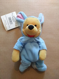 Winnie the Pooh dressed as Easter bunny beanie plush doll