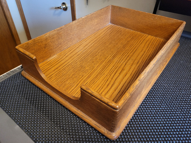 Two vintage oak document/letter trays in Desks in Saskatoon - Image 2