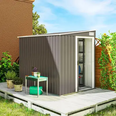 Lean to wall 5'x7 Galvanized Metal Shed with Foundation, View more