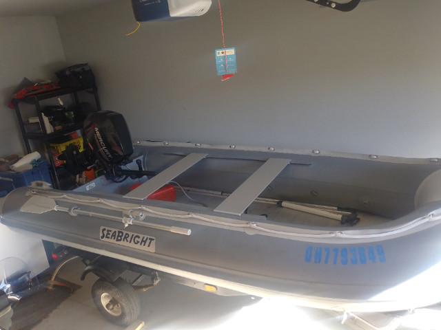 12'6" Hypalon Dinghy Alu floor and Transom 15hp Merc w/trailer in Powerboats & Motorboats in St. Catharines